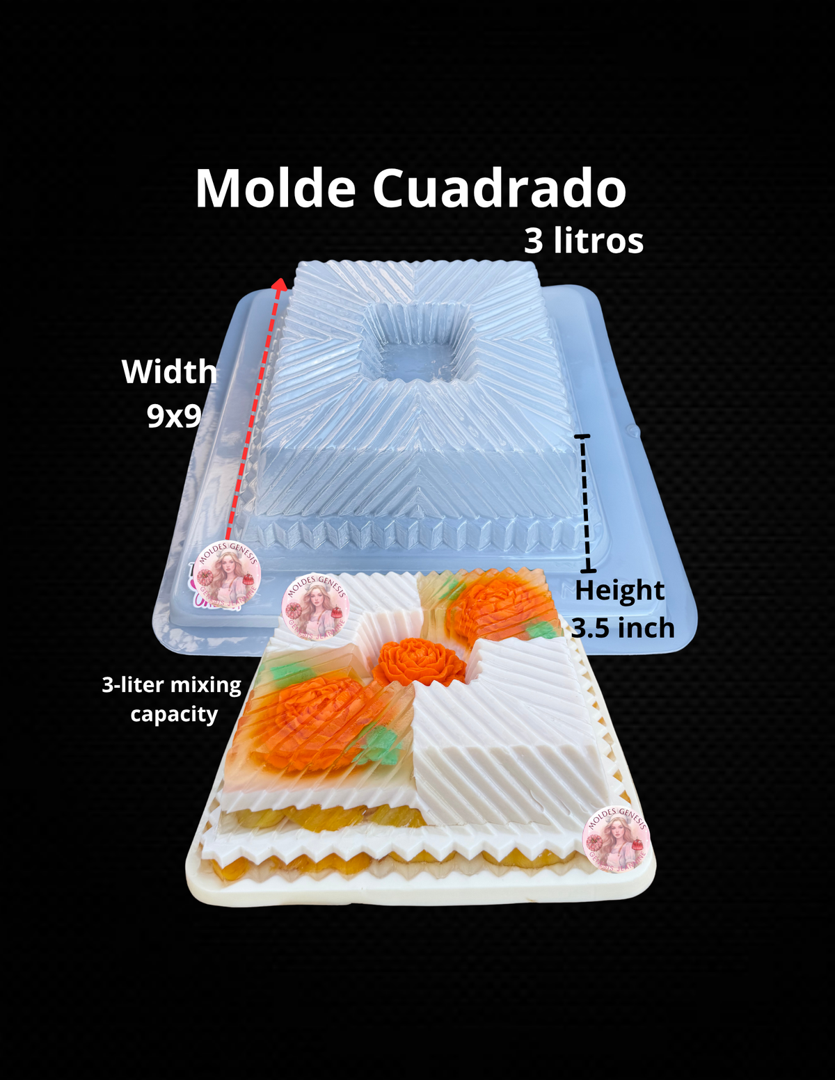 Molde cuadrado para gelatinas creativas