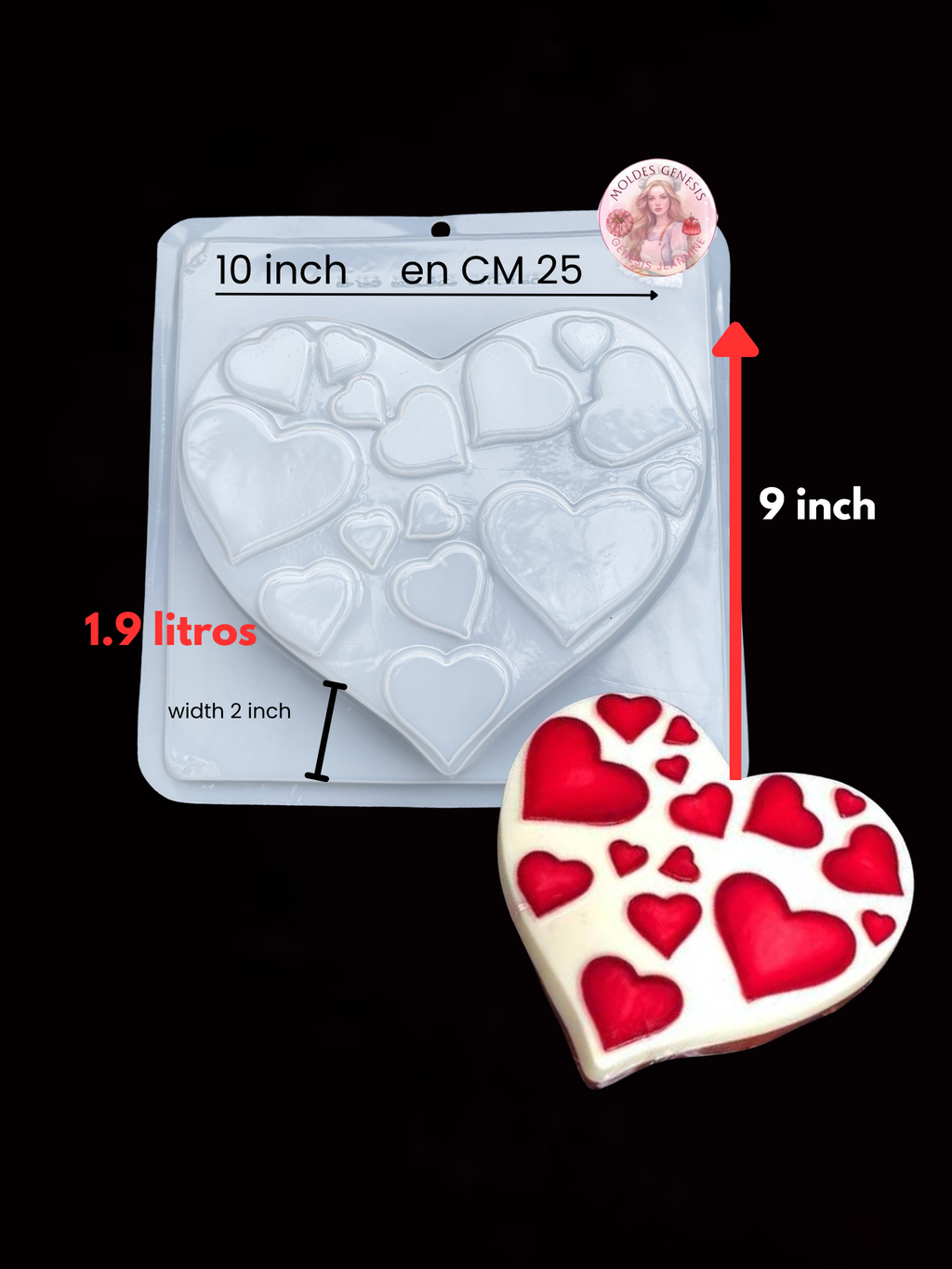 Molde de corazón con corazones pequeños ❤️
