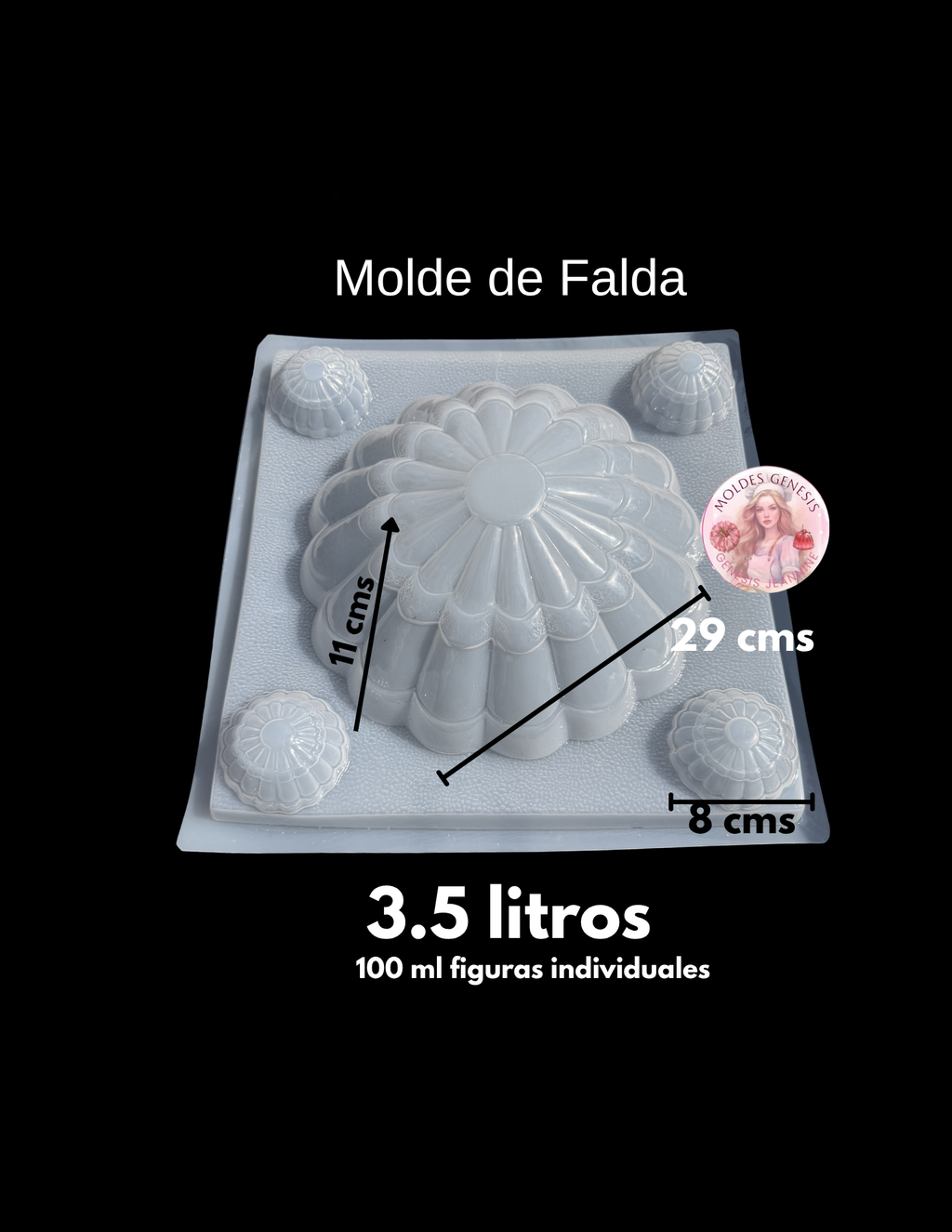 Molde de plástico en forma de falda de princesa