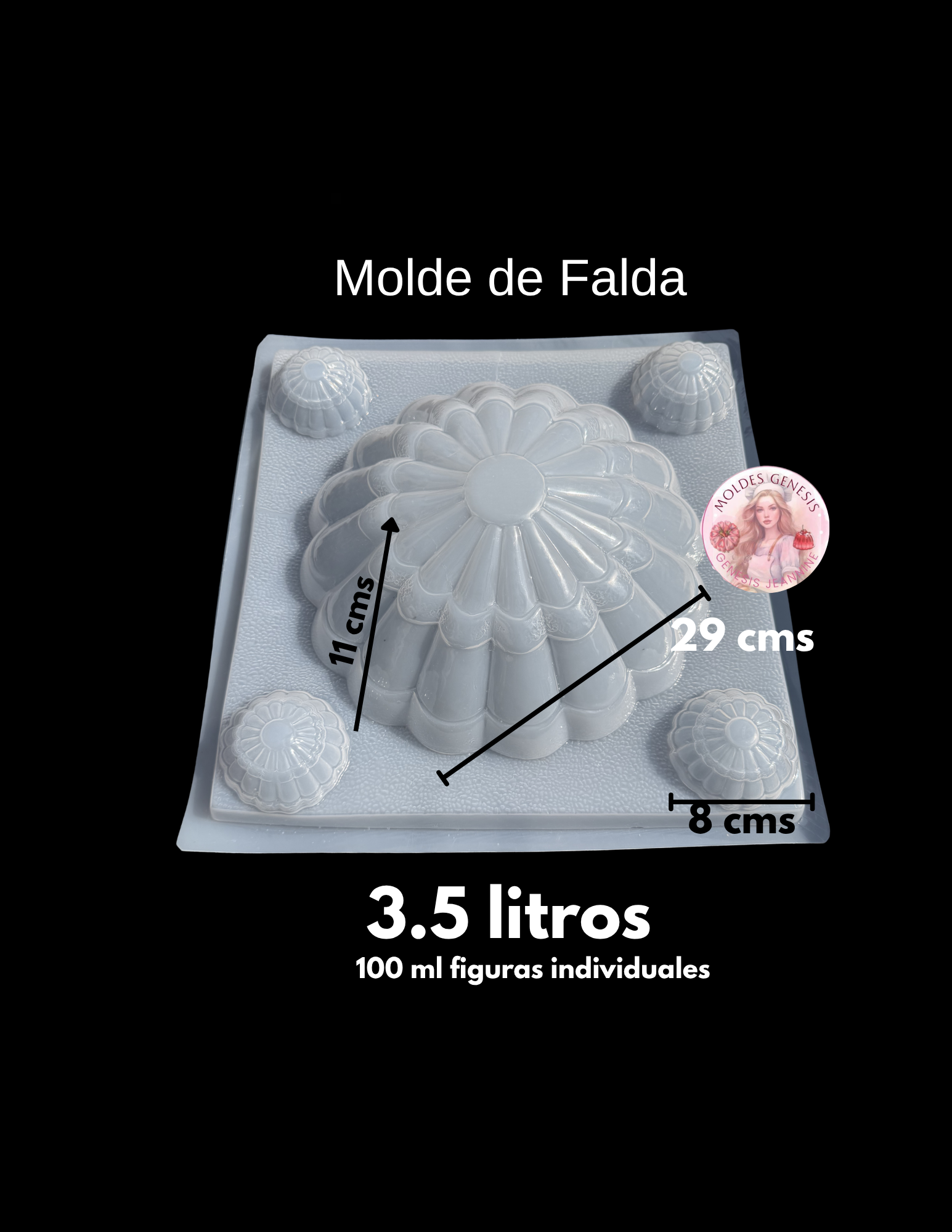 Molde de plástico en forma de falda de princesa