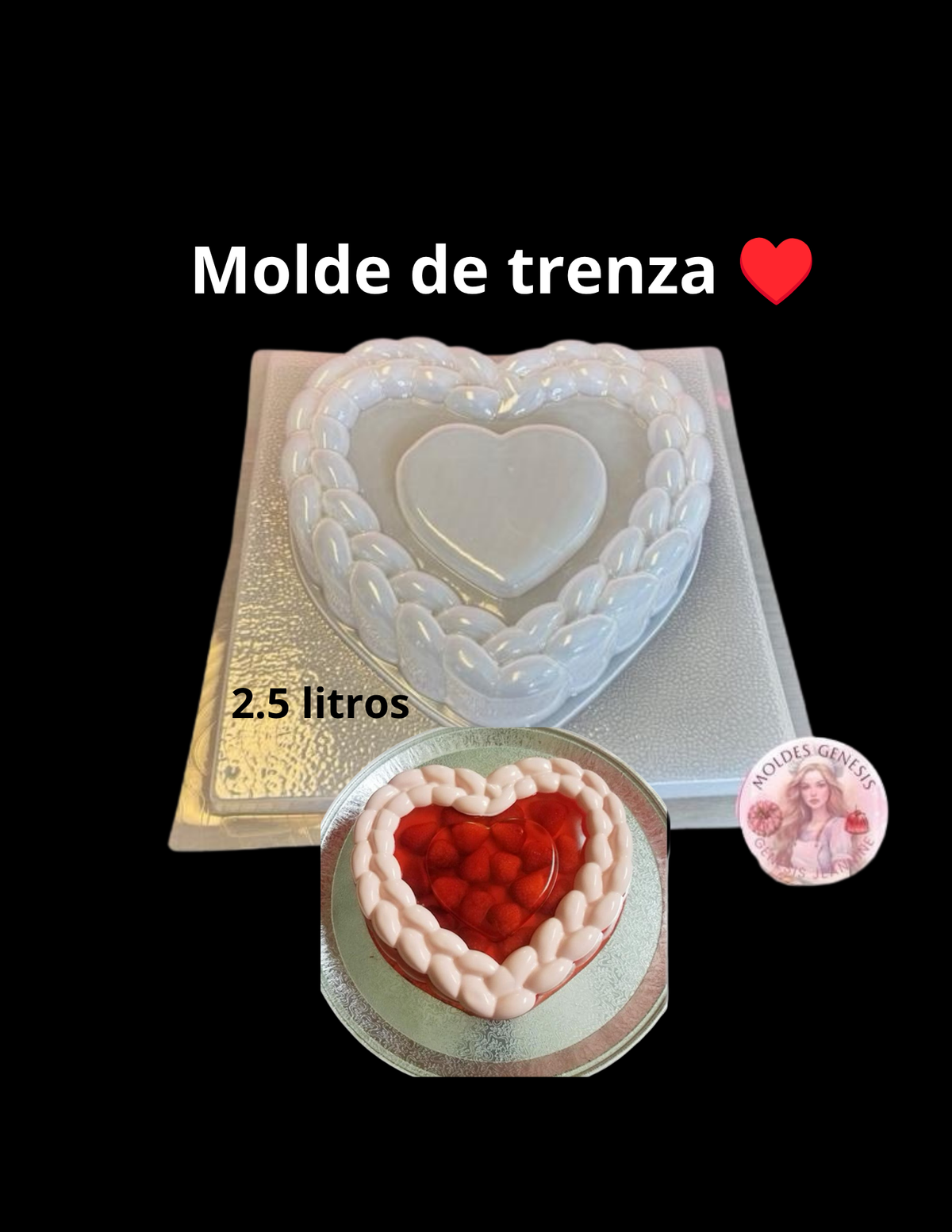 Molde de corazón con formas de trenza