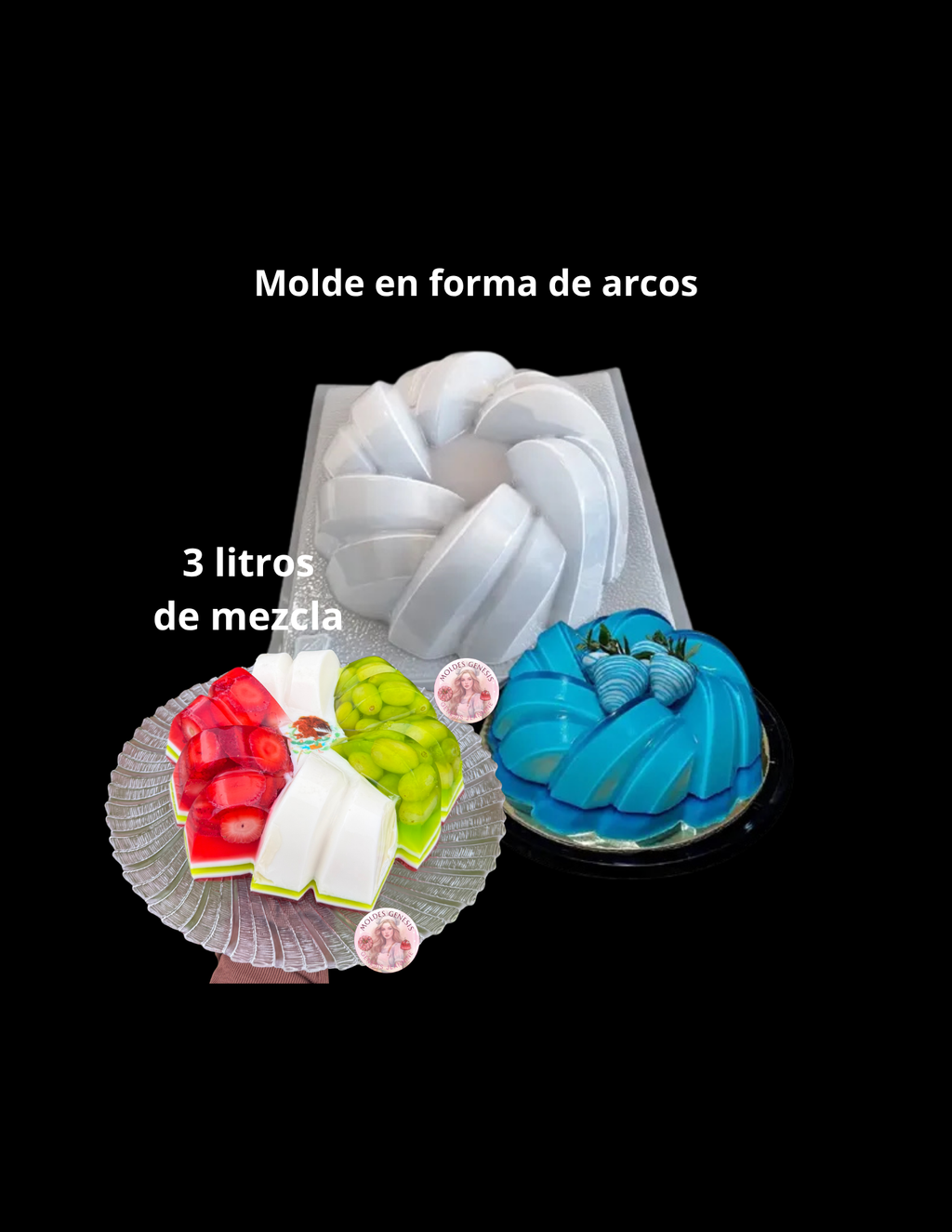 Molde en forma de arcos ✨ molde de plástico para gelatina