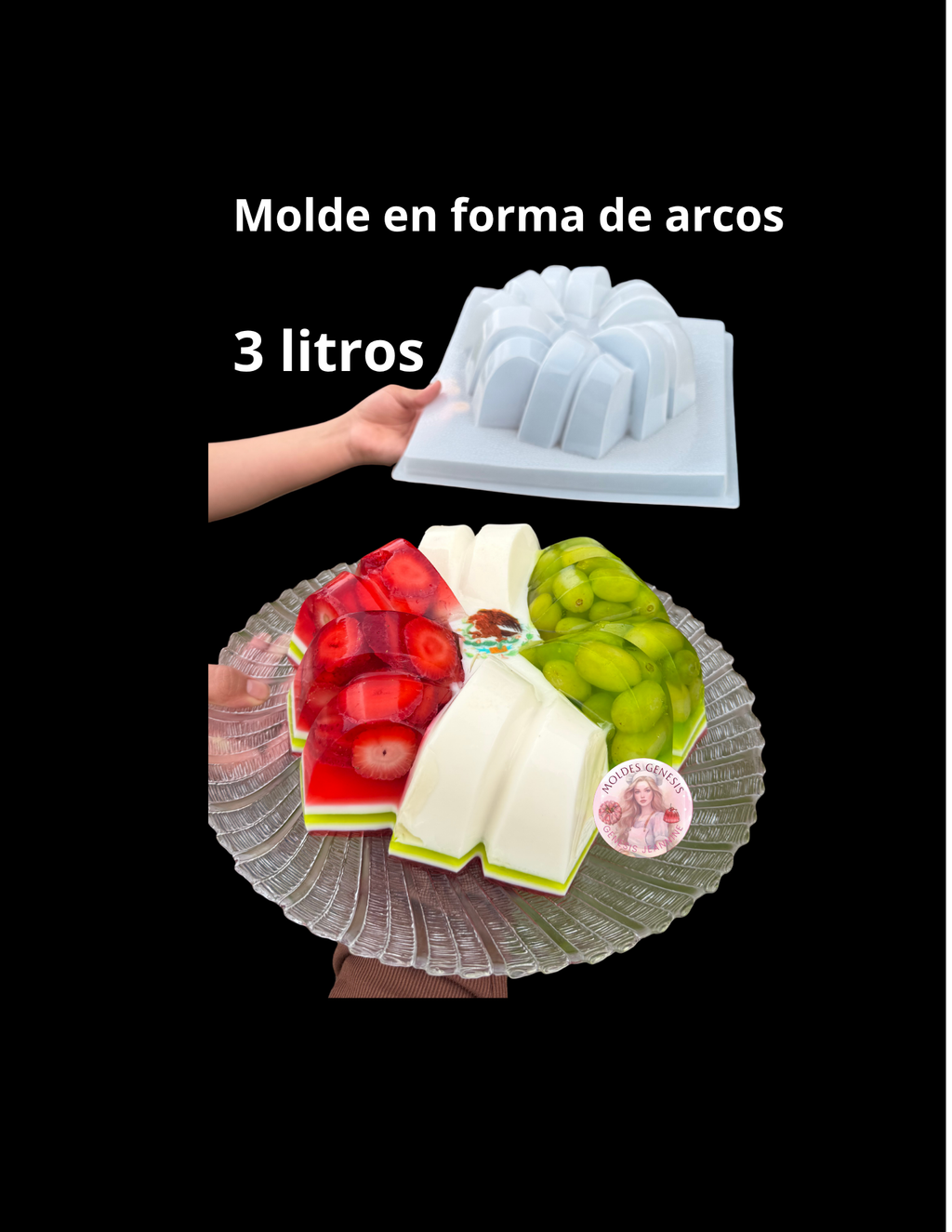 Molde en forma de arcos ✨ molde de plástico para gelatina