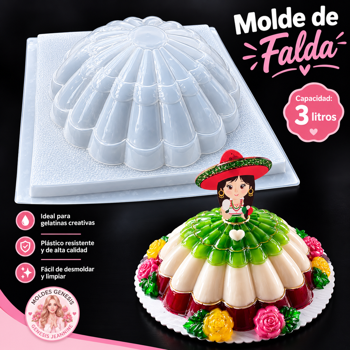 Molde en forma de falda para gelatina